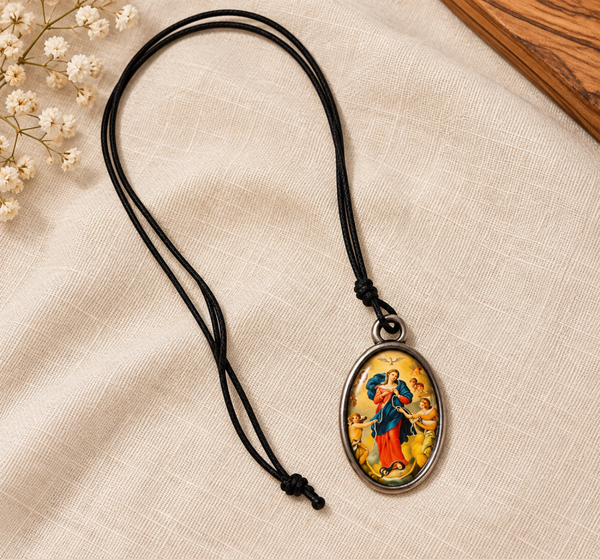 Medaglia Madonna che scioglie i nodi con cordoncino