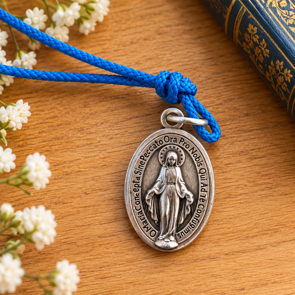 Medaglia dell'Immacolata con cordoncino colorato