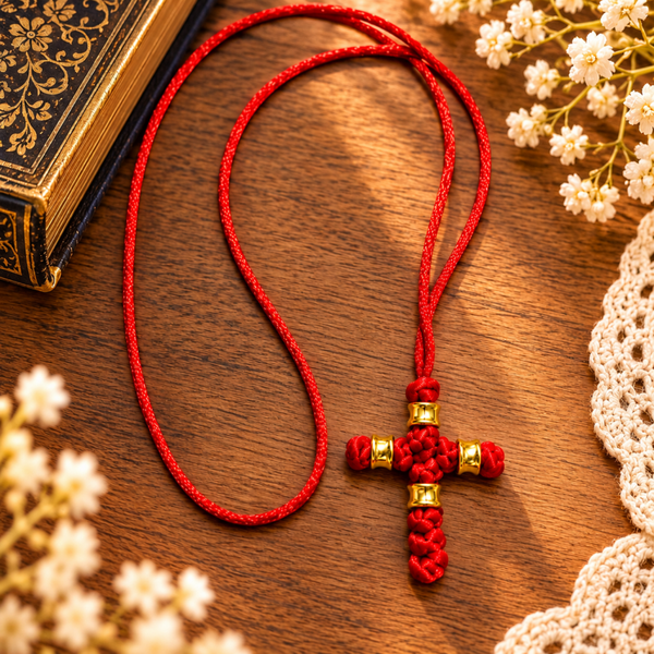 Croce komboskini indossabile - Rosso