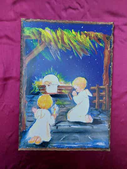 Tavoletta - Angeli che vegliano il Bambino Gesù