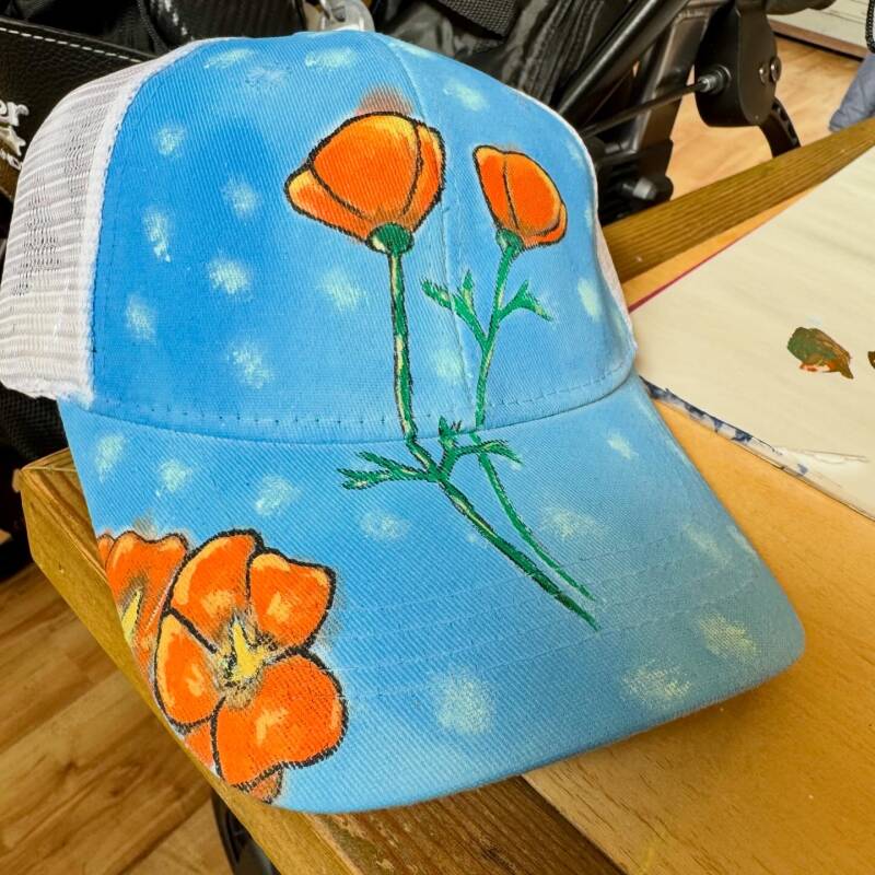 California Poppies Hand Painted Hat