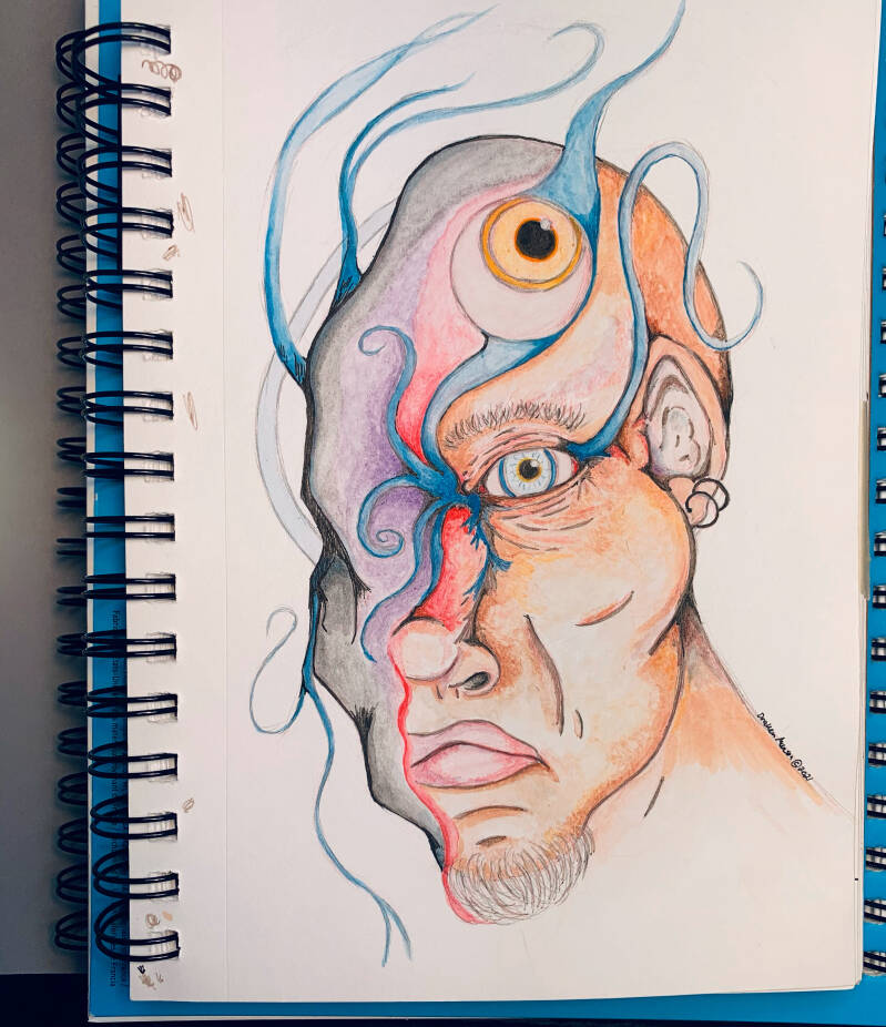 Third Eye Concept Drawing - pen, gouche, alcohol marker