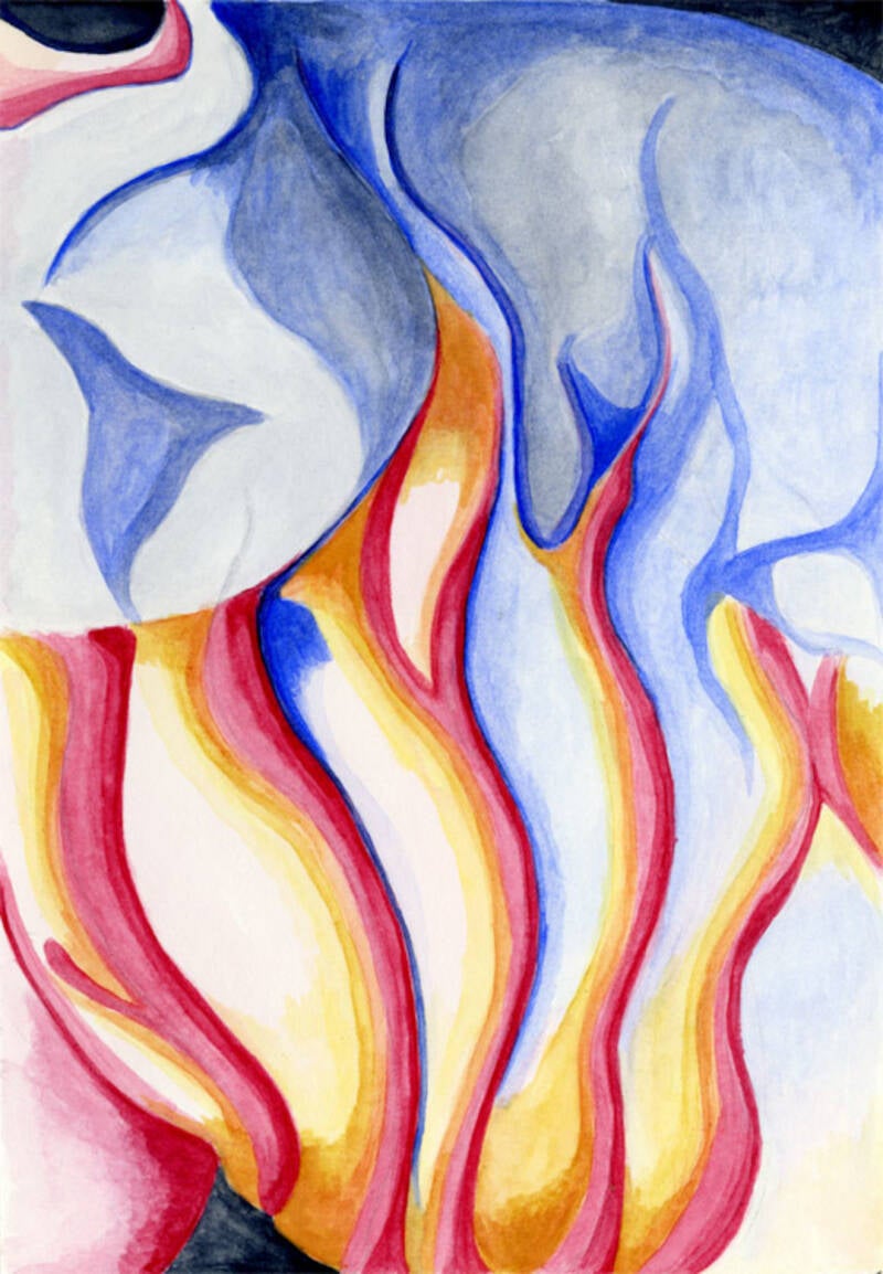 Rainbow Waves 1 (Hairless Cat) - watercolor