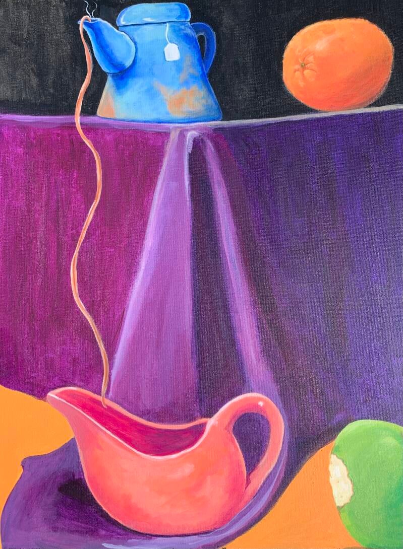Still Life, Pouring Tea - acrylic
