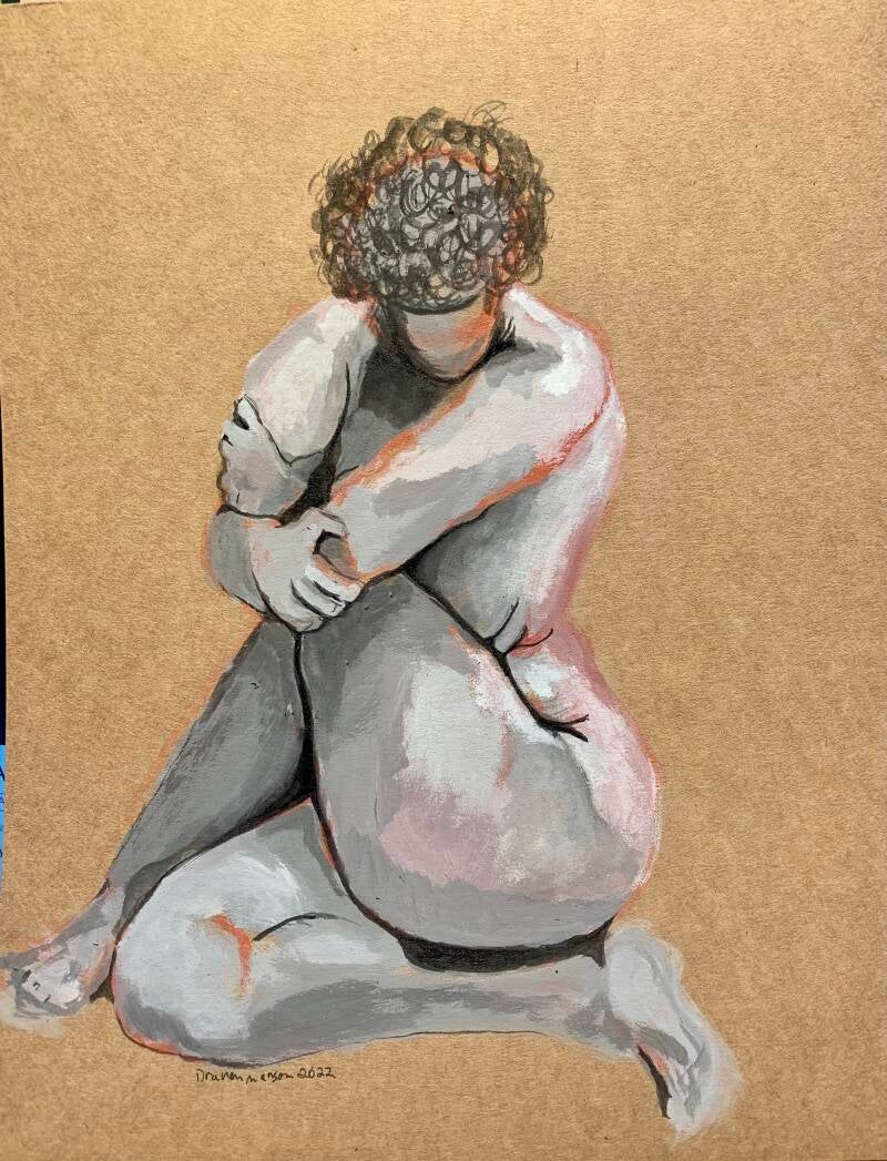 Figure Drawing - ink and tempra on cardboard