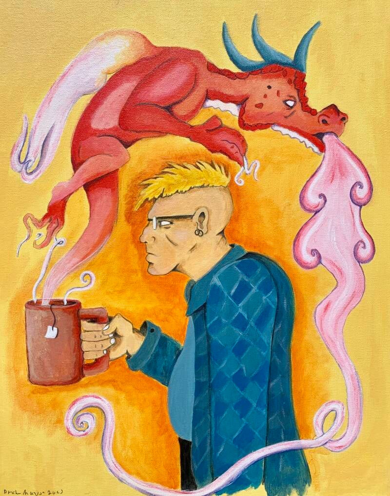 Stylized Self Portrait - acrylic