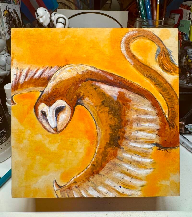 Barn Owl Dragon Hand Painted Jewelry Box -Sold