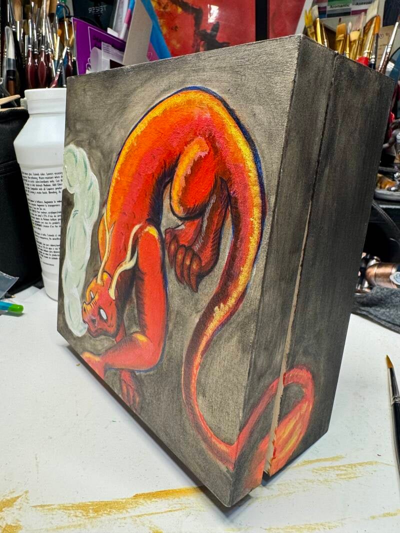 Red Dragon Side View Hand Painted Jewelry Box