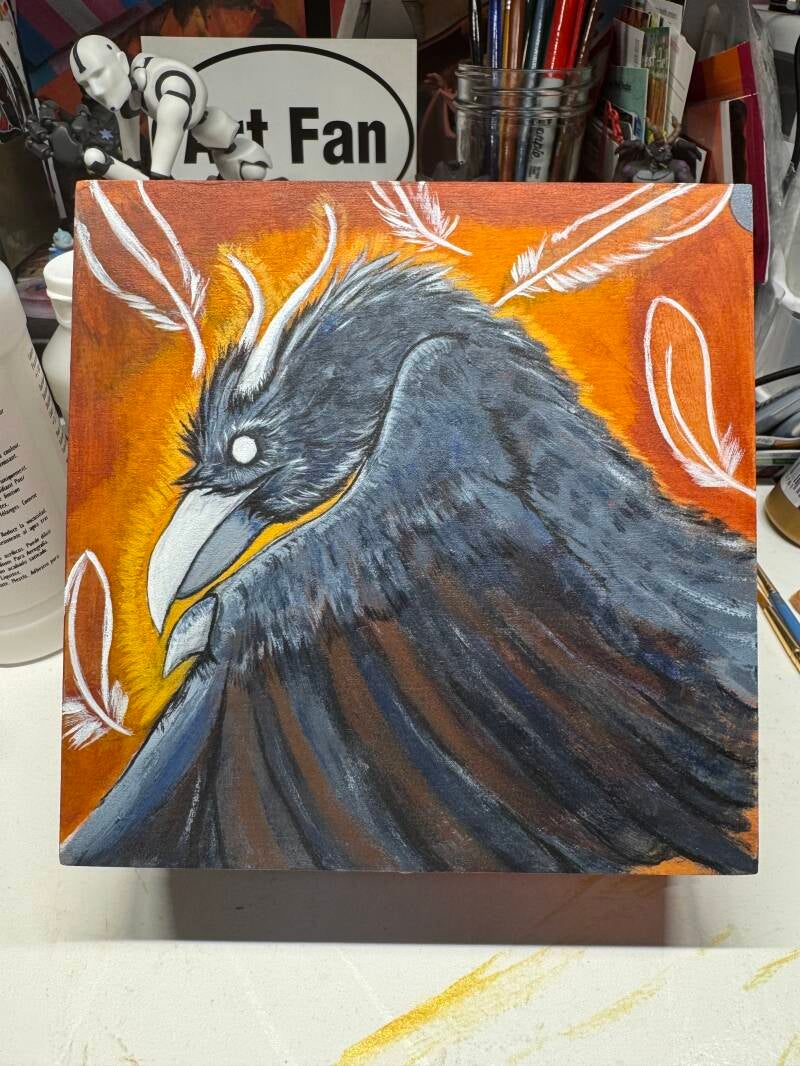 Raven Dragon Hand Painted Jewelry Box - Sold