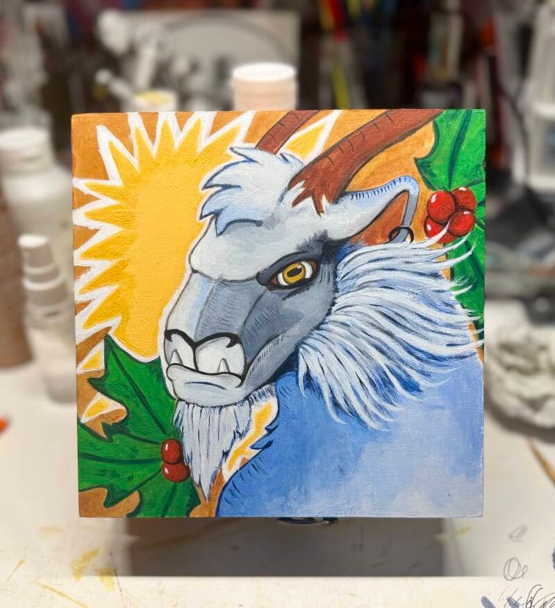 Yule Goat Hand Painted Jewelry Box