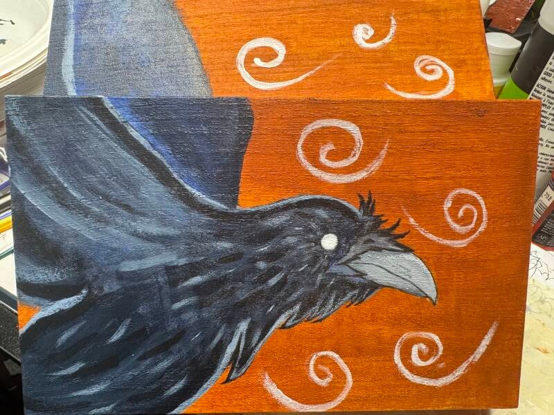 Raven Wind Hand Painted Jewelry Box - Sold