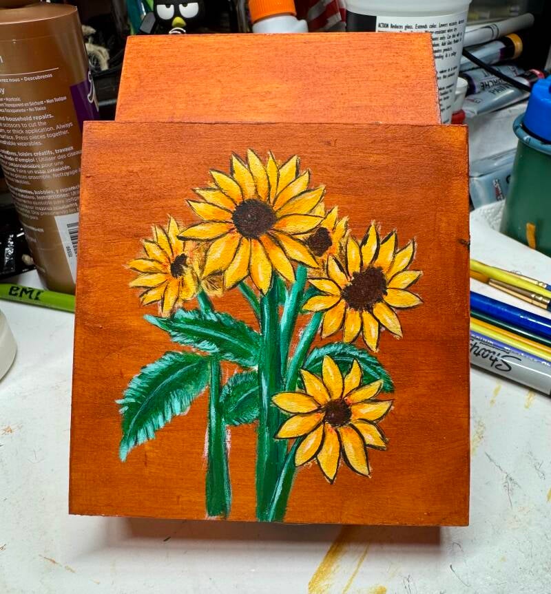 Sun Flowers Hand Painted Jewelry Box - Sold