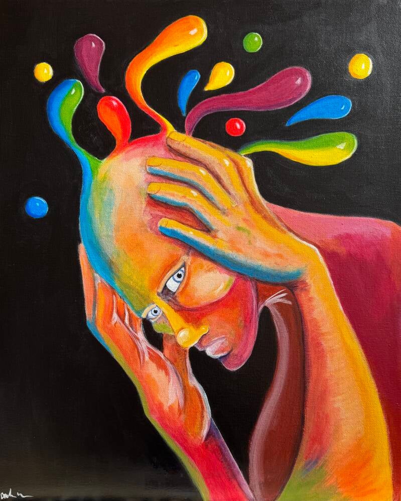 Loosing My Colors (Stress) - Acrylic on canvas board