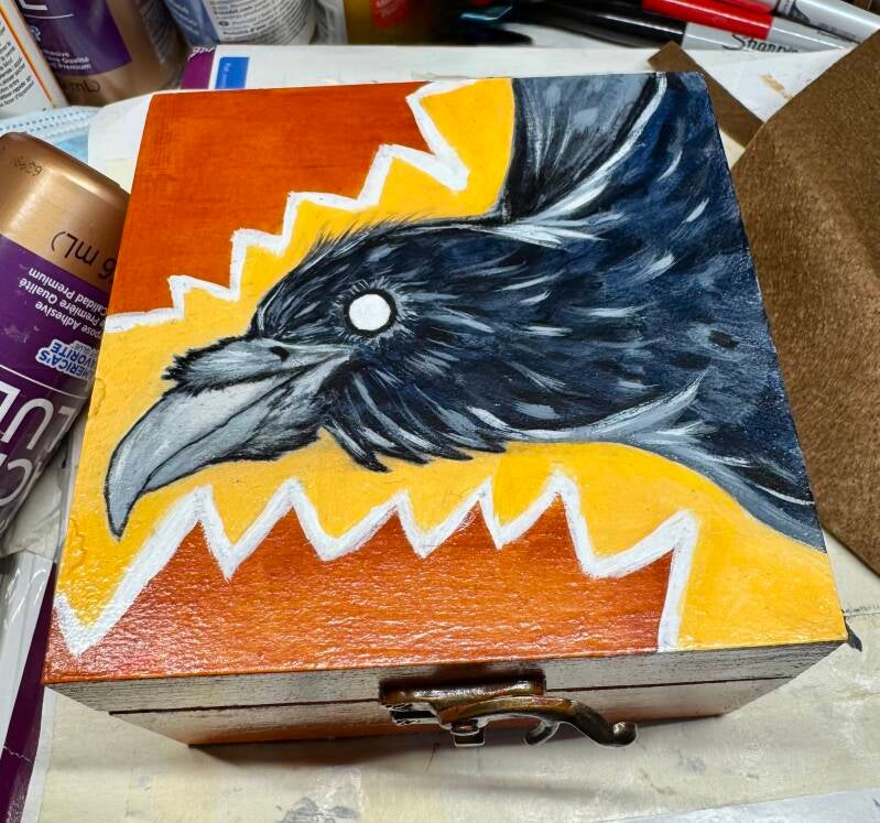 Raven Bright Hand Painted Jewelry Box