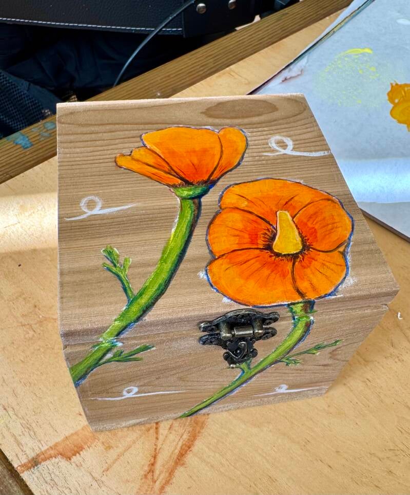 California Poppies Hand Painted Jewelry Box