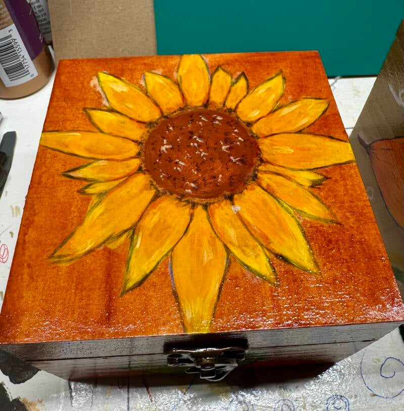 Sun Flower Hand Painted Jewelry Box