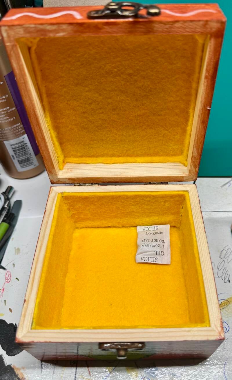 Inside Sunflower Hand Painted Jewelry Box