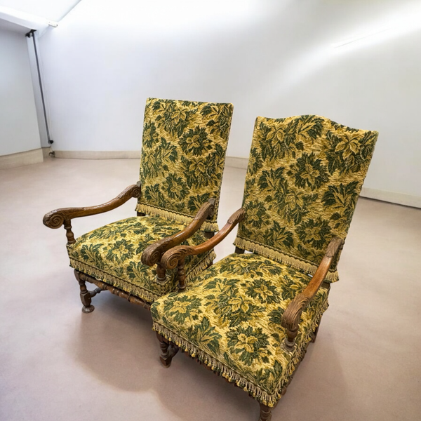 set van 2 franse bibliotheek fauteuils man en vrouw