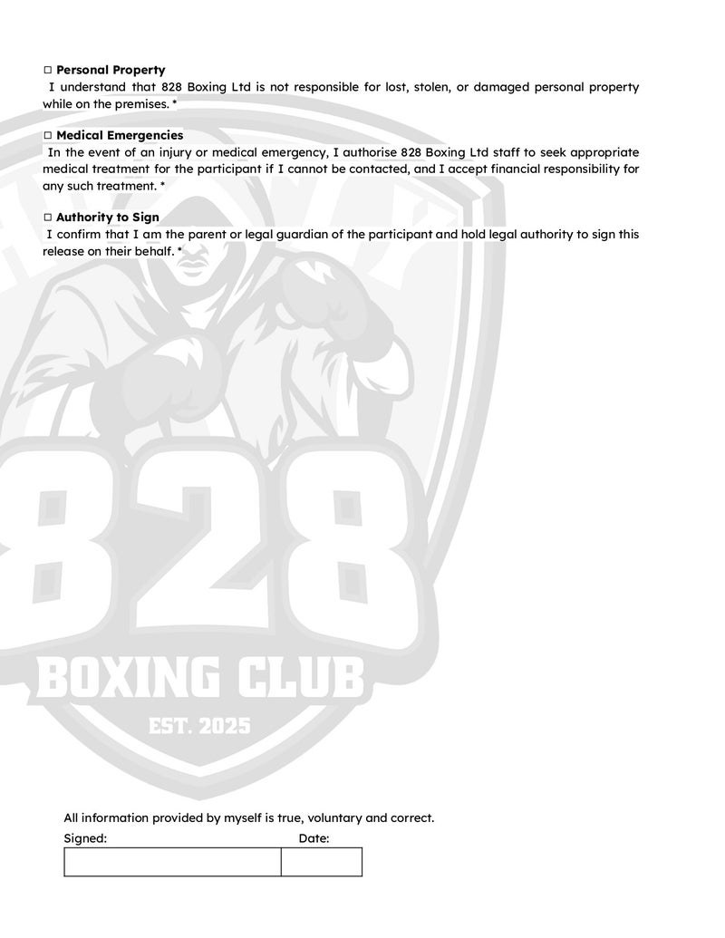 Boxer Bill Form Forms | 828 Boxing