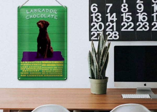 Hunde-Blechschild Labrador Chocolate (12×18cm)