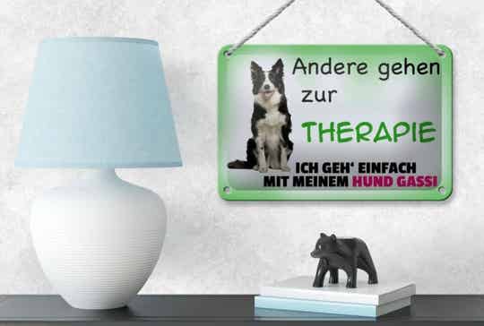 Hunde-Blechschild Border Collie – Gassi statt Gesprächstherapie! (12×18cm)