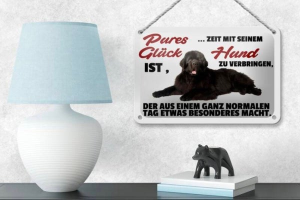 Hunde-Blechschild Neufundländer – Pures Glück (12x18cm)