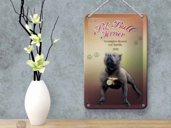 Hunde-Blechschild Pit Bull Terrier (12x18cm)