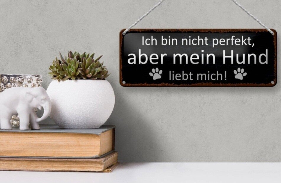 Hunde-Blechschild Mein Hund liebt mich! (27x10cm)