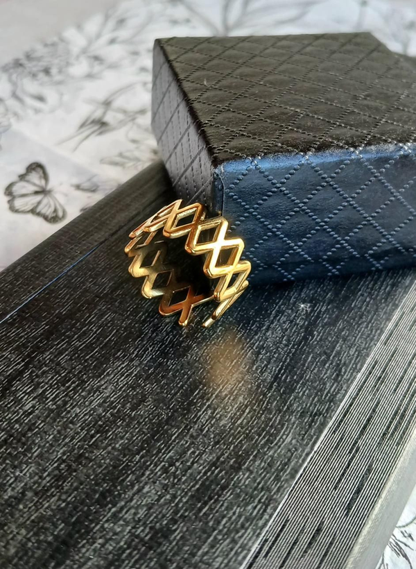 Bague ajustable à croisillons plaqué or 18 carats