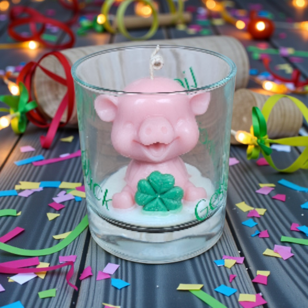 Kerzenglas "Glücksschwein-Herzenswünsche"