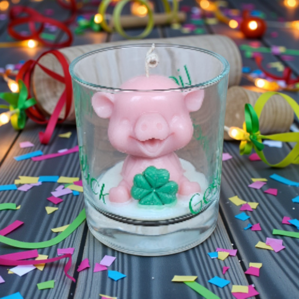 Kerzenglas "Glücksschwein-Herzenswünsche"
