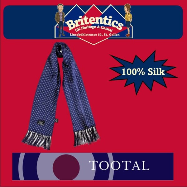 Tootal Vintage Blue Polka Dot Silk Scarf - TOO02