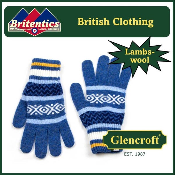 Glencroft Ladies 100% Lambswool Fair Isle Gloves - Holyrood Navy GLE13