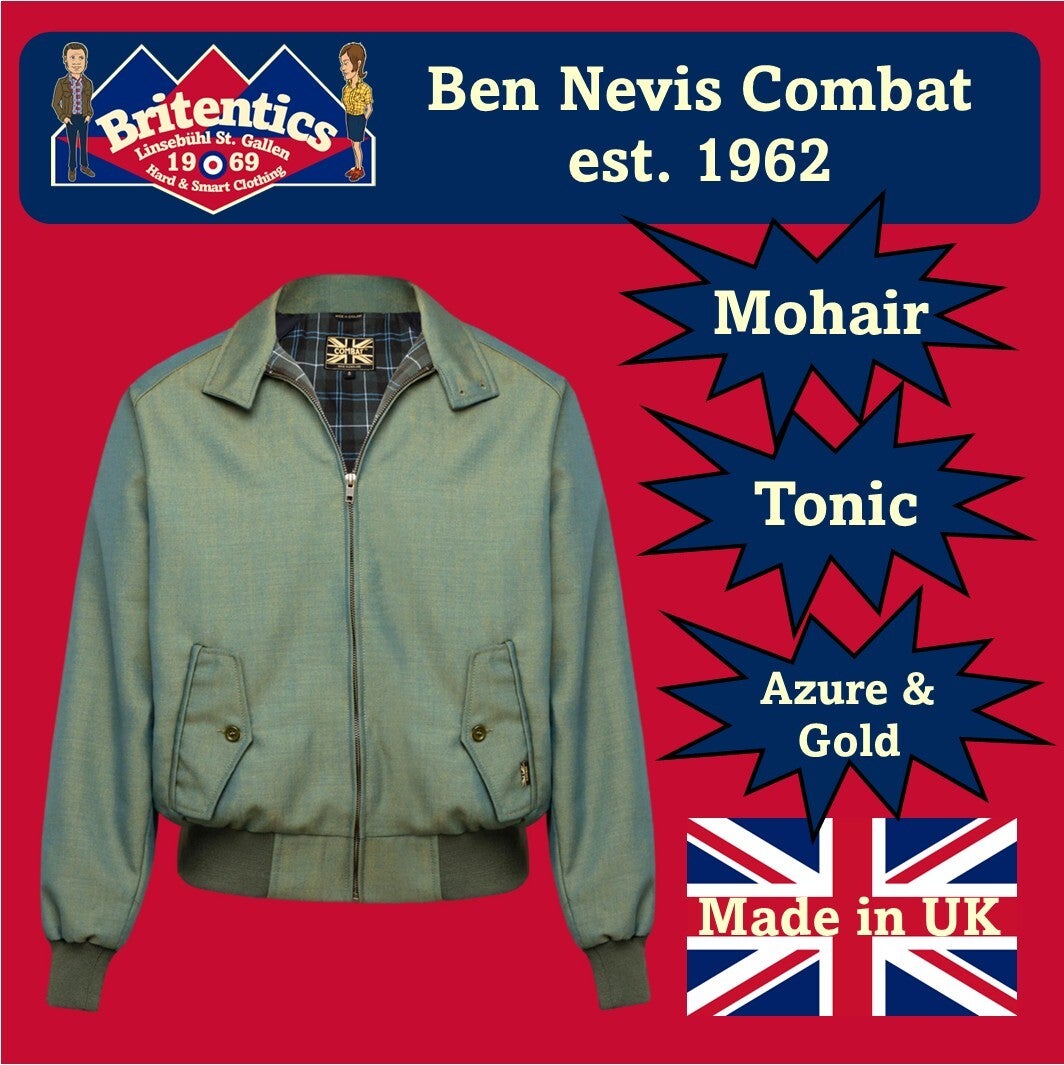 Ben Nevis Combat Tonic Mohair Harrington Jacket Azure & Gold - BNC08