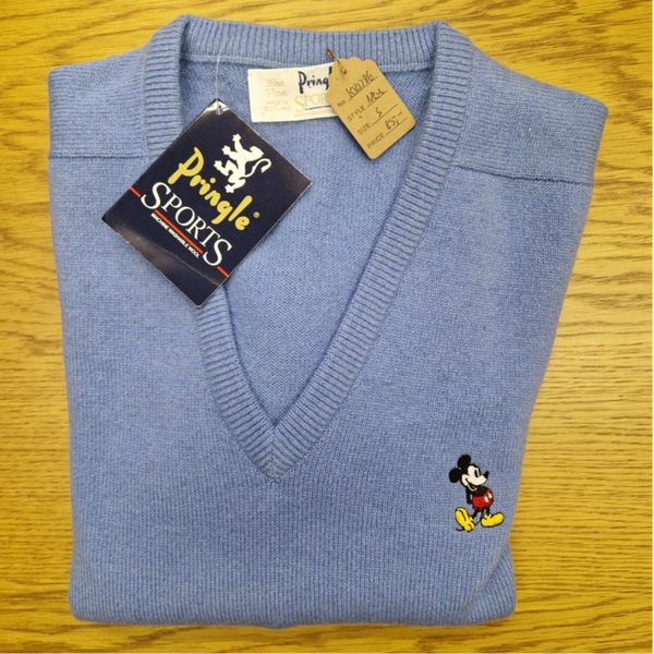 Pringle V-Neck Pullover Mickey Mouse NEU Deadstock - Grösse S - KRD86
