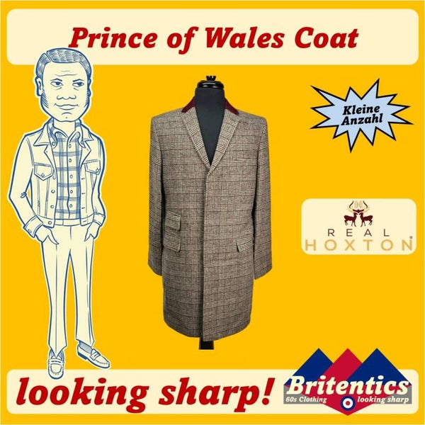 Real Hoxton Prince of Wales Velvet Collar Coat REA44
