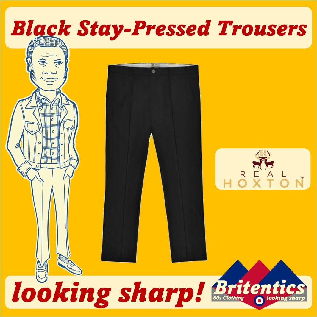 Real Hoxton Stay-Pressed Trousers Black REA30