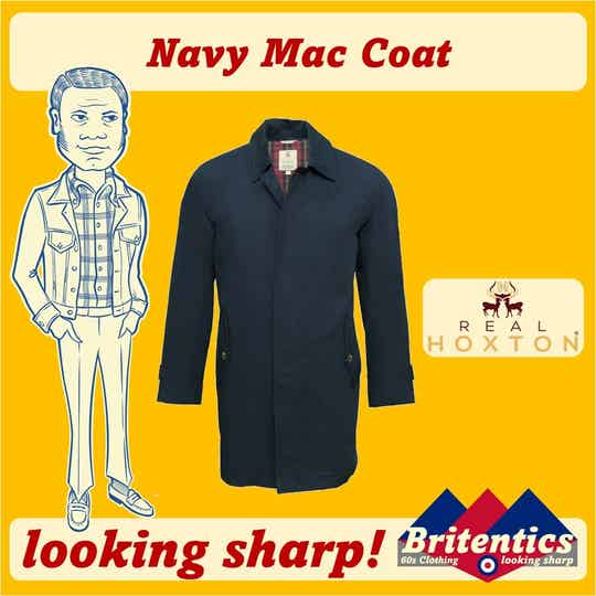 Real Hoxton Navy Mac Coat REA13