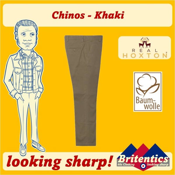 Real Hoxton Chinos Trousers Khaki REA24
