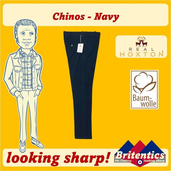 Real Hoxton Chinos Trousers Navy REA42