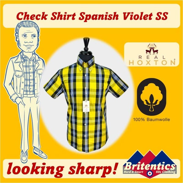 Real Hoxton Button Down - Spanish Violet Check SS REA38