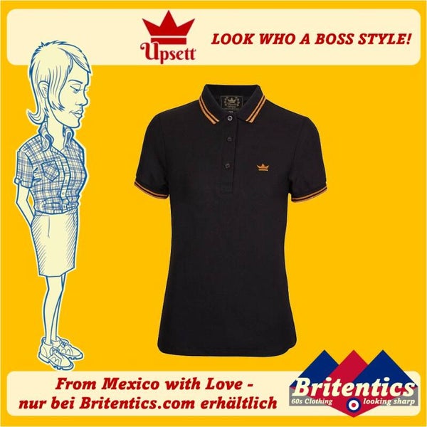 Upsett Lady Black & Gold Polo Pique - UPS09