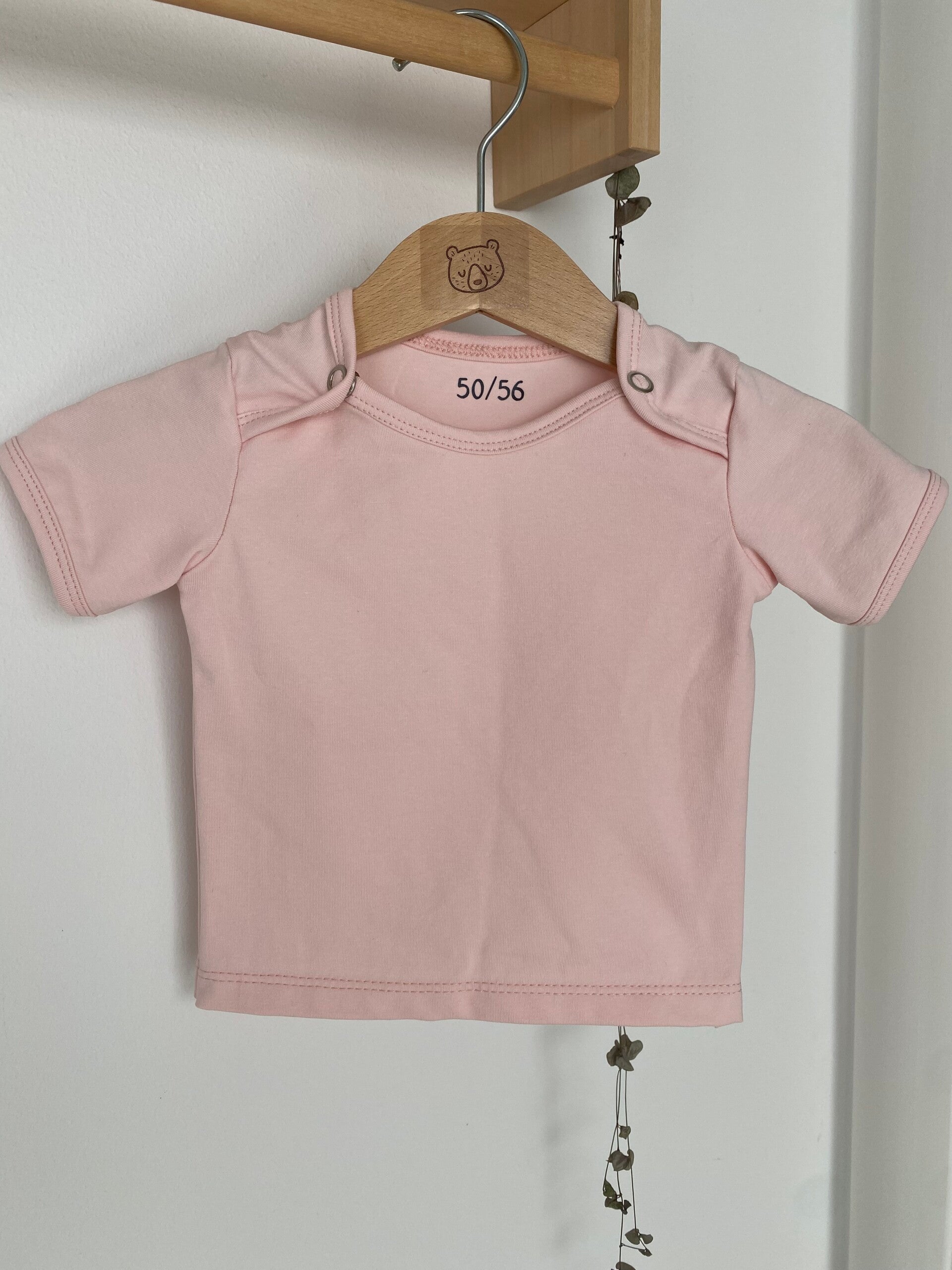 Newborn shirtje korte mouw 50/56 'roze'