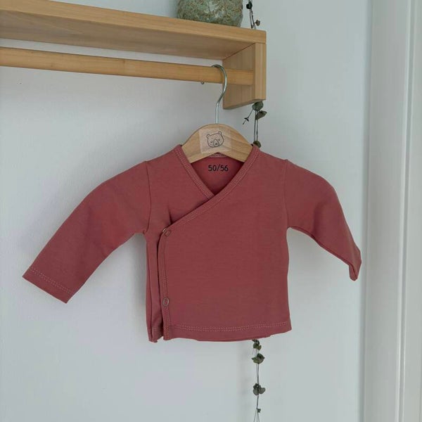 Newborn Overslag shirtje 50/56 'framboos roze'