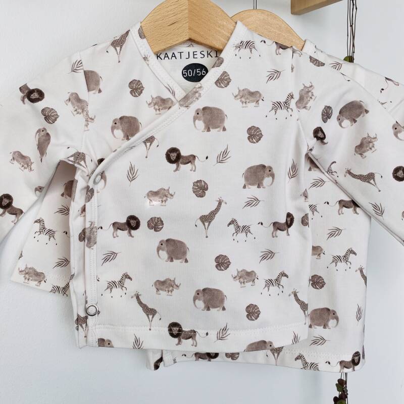 Newborn Overslagshirtje 62/68 'Safari'