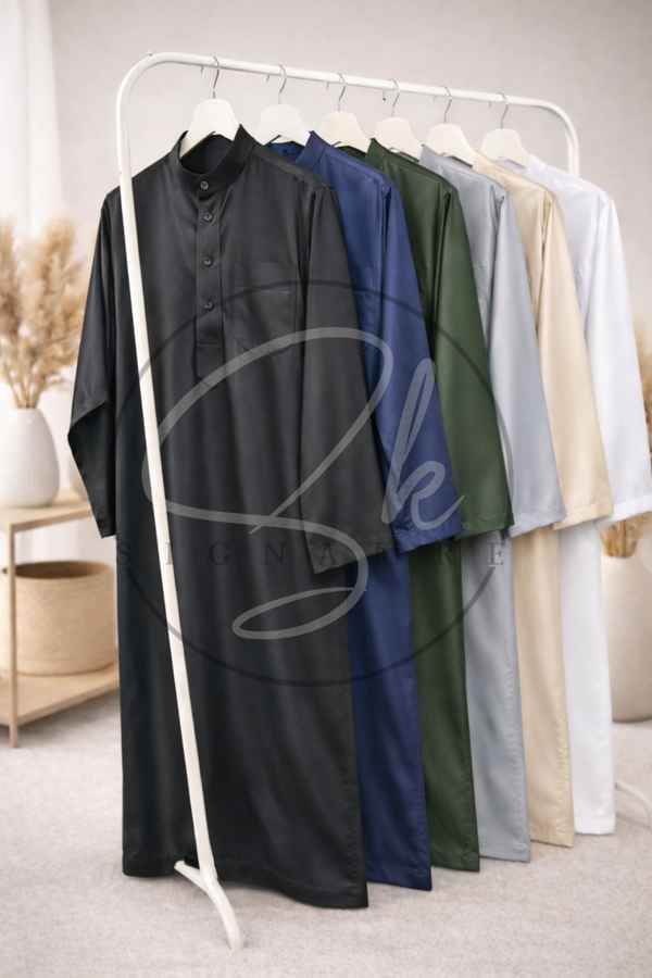 Qamis à col satiné