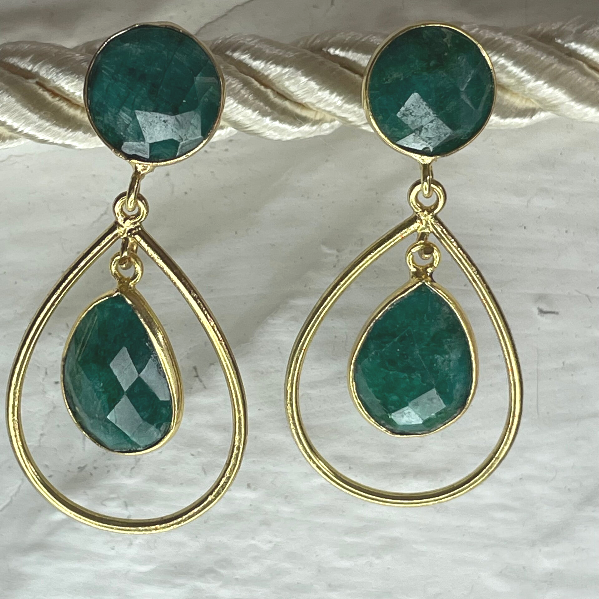 Boucle d'oreille créole - émeraude