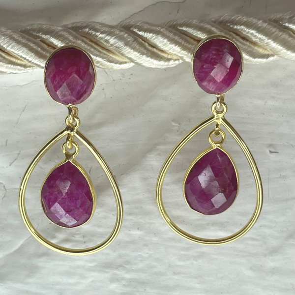 Boucle d'oreille créole - rubis