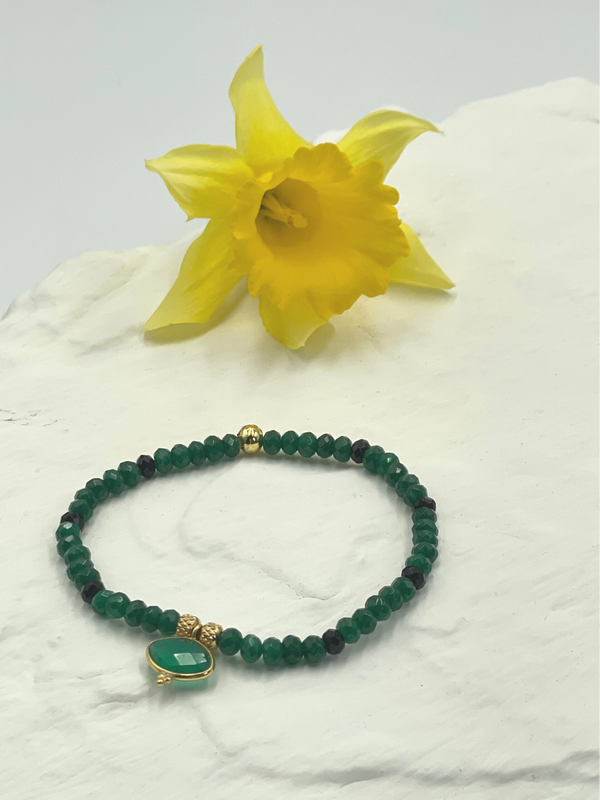 Bracelet agates vertes - or