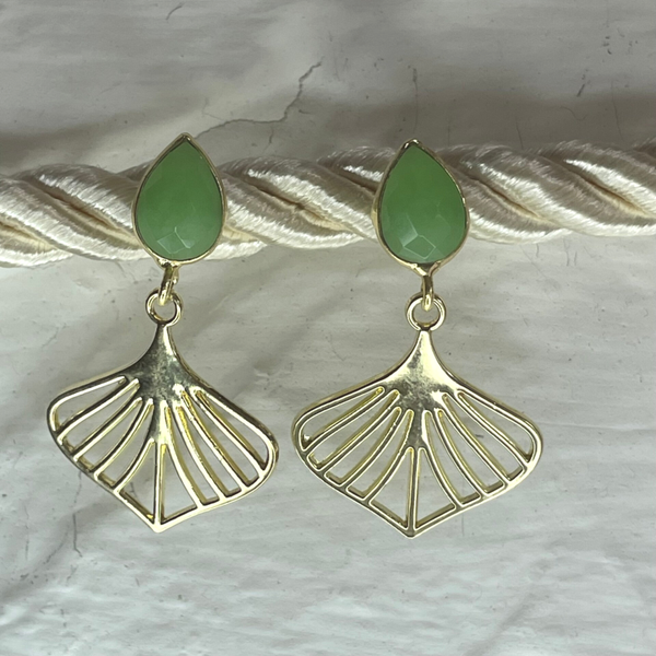 Boucle d'oreille feuille - chrysoprase